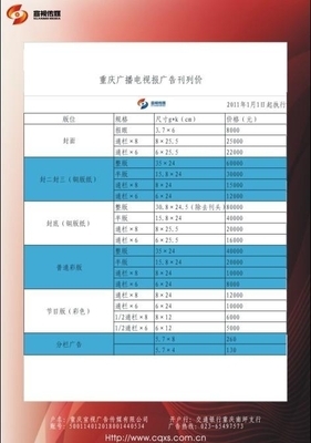 2011年《重慶廣播電視報》刊例價格解析與電視節目策劃協同策略